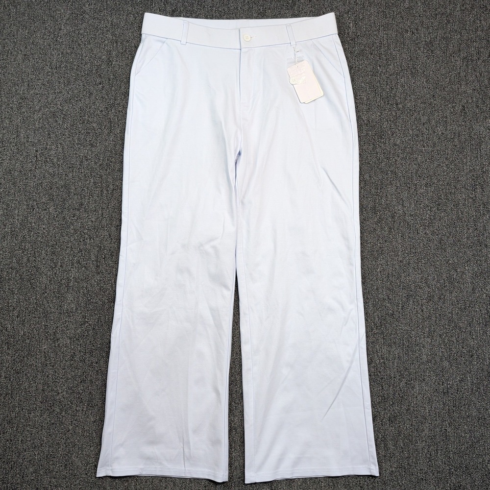 iChosy Modern‎ Wide Leg Trousers 14 White Cotton Blend Quiet Luxury Professional